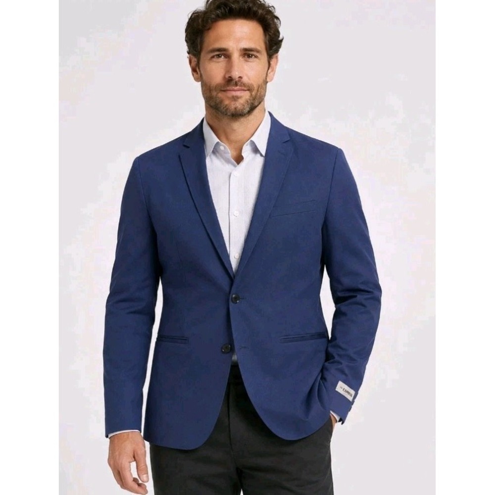 Express Men's Blue 40R NWT Fitted Photographer Suit Jacket Blazer Sport Coat